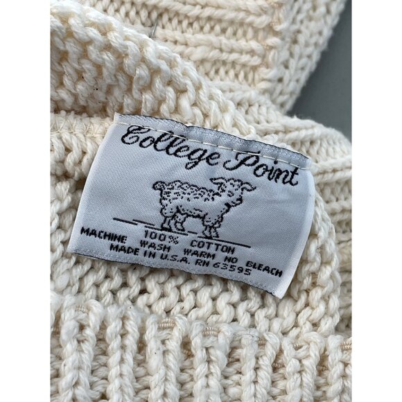 Vintage 90s College Point Sweater Size Medium Crochet Peter Pan Deadstock NEW - Picture 4 of 8